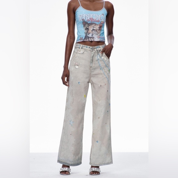 Innovare most wanted Carbrey Print Bleached Jeans NWOT - Picture 1 of 7